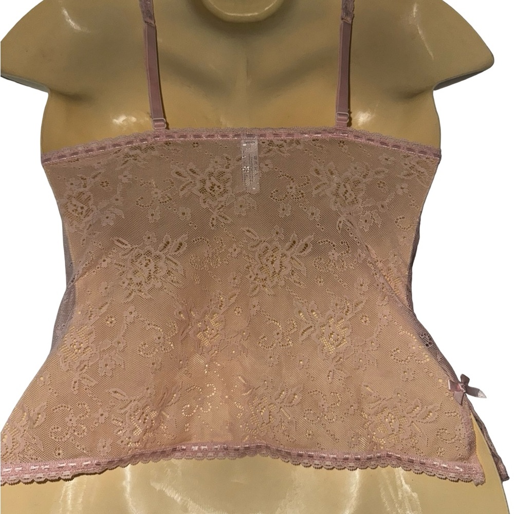 Affinitas Pink Lace Sheer Chemise - Picture 3 of 3